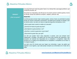 www.facebook.com/MaestrosVirtualesMexico  (http://www.facebook.com/MaestrosVirtualesMexico)
 
 
 
SESION II 
“¿Qué nos gu