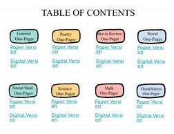 Paper Versi
on
Digital Versi
on
TABLE OF CONTENTS
General 
One-Pager
Poetry 
One-Pager
Paper Versi
on
Digital Versi
on
Movie