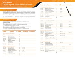 PERFIL PROFESIONAL
CAMPO OCUPACIONAL
Como egresado de este tecnólogo podrás desempeñarte en el desarrollo de las 
siguientes