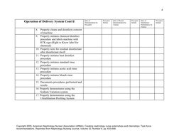 4
Operation of Delivery System Cont’d
Date of 
Demonstration by 
Preceptor 
Preceptor 
Initials
Date of Return 
Demonstration
