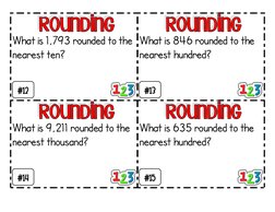 What is 1,793 rounded to the 
nearest ten? 
 
 
What is 846 rounded to the 
nearest hundred? 
 
 
What is 9,211 rounded t