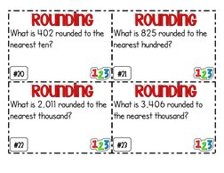 What is 402 rounded to the 
nearest ten? 
 
 
What is 825 rounded to the 
nearest hundred? 
 
 
What is 2,011 rounded to