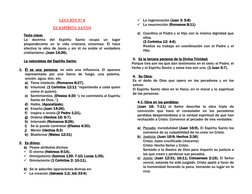 LECCIÓN N° 8
EL ESPÍRITU SANTO
Texto clave:
La  doctrina  del  Espíritu  Santo  ocupa  un  lugar
preponderante  en  la  vida