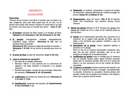 LECCIÓN N°1
LA SALVACIÓN
Texto clave:
“Porque de tal manera amó Dios al mundo, que ha dado a su
hijo, unigénito, para que tod