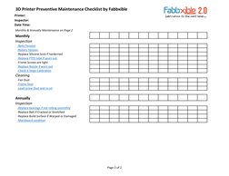 3D Printer Maintenance Checklist | PDF | Computers