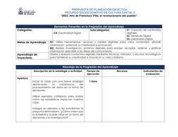 PROPUESTA DE PLANEACIÓN DIDÁCTICA 
RECURSO SOCIOCOGNITIVO DE CULTURA DIGITAL II 
“2023, Año de Francisco Villa, el revolucion