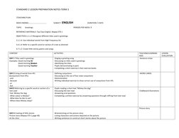STANDARD 2 LESSON PREPARATION NOTES-TERM 3 
 
 
\TEACHING PLAN 
WEEK ENDING:………………………………..               SUBJECT: ENGLISH