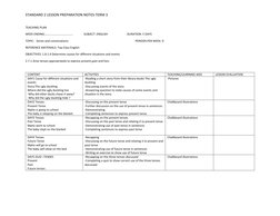 STANDARD 2 LESSON PREPARATION NOTES-TERM 3 
 
 
TEACHING PLAN 
WEEK ENDING:………………………………..               SUBJECT: ENGLISH