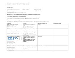STANDARD 2 LESSON PREPARATION NOTES-TERM 3 
 
 
TEACHING PLAN 
WEEK ENDING:………………………………..               SUBJECT: ENGLISH