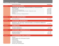 GRUPO : F
GRUPO : G
GRUPO : H
GRUPO : I
GRUPO : J
GRUPO : K
TRANSMISSÃO
EIXO DIANTEIRO
SISTEMA ELÉTRICO
DIREÇÃO
SISTEMA HIDRÁ