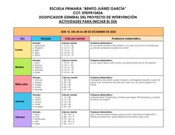 SEM 15. DEL 04 AL 08 DE DICIEMBRE DE 2023 
Día 
Dictado 
Cálculo mental 
Problema matemático 
Lunes  
Dictado: 
1. grabac