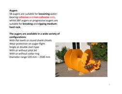 Augers
SB augers are suitable for loosening water-
bearing cohesive and non-cohesive soils, 
whilst SBF augers or progressive