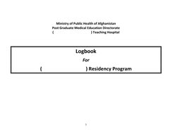 1 
 
 
 
 
Ministry of Public Health of Afghanistan 
Post Graduate Medical Education Directorate 
(
