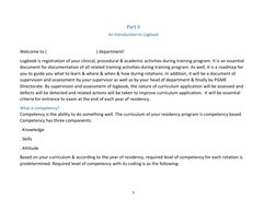 5 
 
 
Part II
 
An Introduction to Logbook
 
 
Welcome to (                                             ) department!
 
Logb