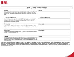 BNI Member Bio and Gains Worksheet | PDF | Knowledge | Cognitive Science