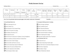 Generator Weekly Testing Log Weekly Generator Test Log Template | PDF | Electric Generator | Switch