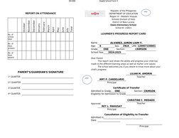 Sf9 Example SF9 Matatag Learner's Report Card 2025 | PDF | Learning | Behavior ...