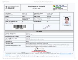 Neet Admit Card Sample | PDF | Identity Document