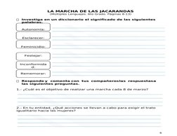 6
LA MARCHA DE LAS JACARANDAS
(Múltiples Lenguajes. 6to Grado. Páginas 8-13)
Investiga en un diccionario el significado de l