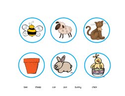  
 
Bee  
sheep 
 
cat  
pot  
bunny 
 
chick 
