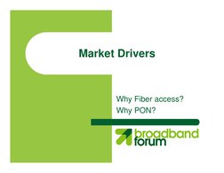 Market Drivers
Why Fiber access?
Why PON?
