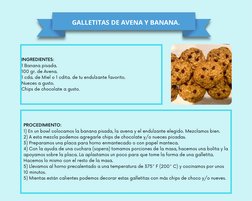 GALLETITAS DE AVENA Y BANANA.
INGREDIENTES:
1 Banana pisada.
100 gr. de Avena.
1 cda. de Miel o 1 cdita. de tu endulzante fav