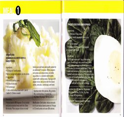 ookin q
baking pan and bake along with potato for
an additional 15 minutes. When peppers
and potato are almost done, scramble