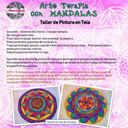 Duración:   Sesiones de 2 horas , 1 vez por semana.  
No incluye materiales . 
Traer tela a trabajar (starter, lino o manta)