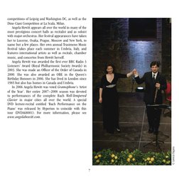 competitions of Leipzig and Washington DC, as well as the
Dino Ciani Competition at La Scala, Milan.
Angela Hewitt appears al