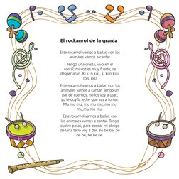 Este rocanrol vamos a bailar, con los 
animales vamos a cantar. 
Tengo una cresta, vivo en el 
corral; mi voz es muy fuerte,