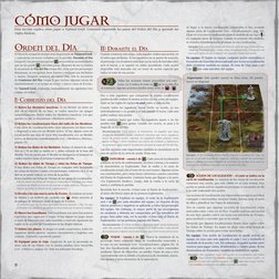 CÓMO JUGAR 
Esta sección explica cómo jugar a Tainted Grail. Comienza siguiendo los pasos del Orden del Día y aprende las  
r