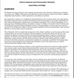 Uniform Inspection and Communication Standards 
ELECTRICAL SYSTEMS 
OVERVIEW 
The Motorist Assurance Program is the consumer