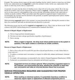 Example: The customer desires improved ride and/or handling, but the vehicle's shocks or struts have not failed. 
In this cas