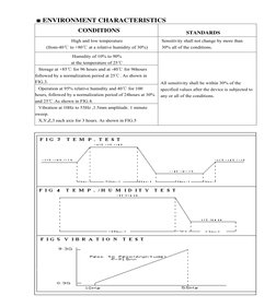 ■ ENVIRONMENT CHARACTERISTICS  
CONDITIONS 
STANDARDS 
High and low temperature 
(from-40
 to +80
 at a relative humidity of