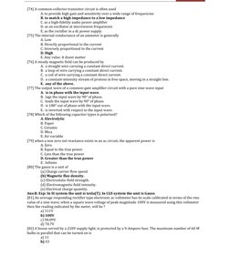Basic Electrical Engineering MCQs | PDF | Inductor | Capacitor
