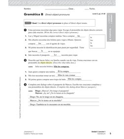 Nombre  ————————————————————Clase  ———————— Fecha —————
Copyright © by McDougal Littell, a division of Houghton Mifﬂ in Compa