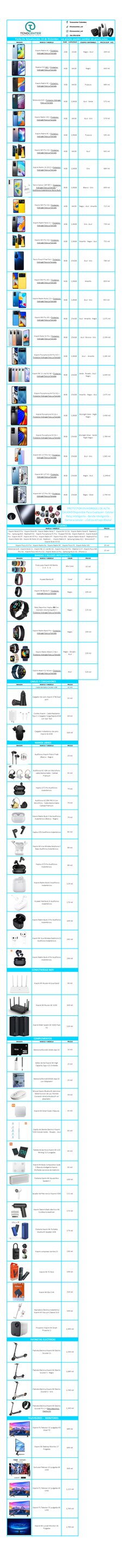 IMAGEN
MARCA Y MODELO
COLORES DISPONIBLES
PRECIO (COP - mil)
 
Xiaomi Redmi A1 + Protector 
Hidrogel Para La Pantalla
2GB
32G