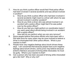 DUI Jury Selection Questions Guide | PDF | Driving Under The Influence ...