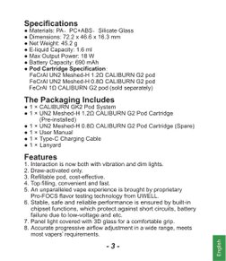 uwell caliburn g2 manual Gk2 (CRC) User (TPD) Flavor:Ruby Yellow - Strawberry Mango Juice Box 2G Disposable THCa Disposables