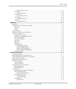 AS3000™ Service Manual
0070-10-0683
iii
Table of Contents
Breathing System Parts List........................................