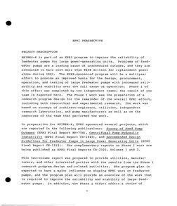 EPRI PERSPECTIVE 
PROJECT DESCRIPTION 
RP1884-6 is part of an EPRI program to improve the reliability of 
feedwater pumps for