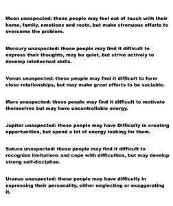 Moon unaspected: these people may feel out of touch with their 
home, family, emotions and roots, but make strenuous efforts