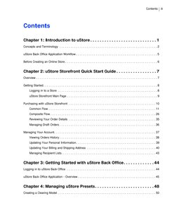 Contents iii
Contents
Chapter 1: Introduction to uStore. . . . . . . . . . . . . . . . . . . . . . . . . . . . 1
Concepts an
