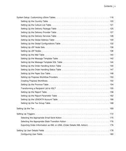 Contents v
System Setup: Customizing uStore Tables. . . . . . . . . . . . . . . . . . . . . . . . . . . . . . . . . . . . .