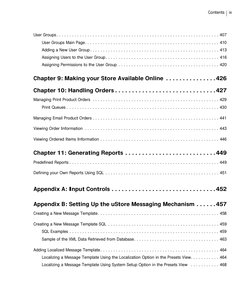 Contents ix
User Groups. . . . . . . . . . . . . . . . . . . . . . . . . . . . . . . . . . . . . . . . . . . . . . . . . . .