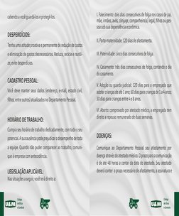 Código
de Ética
e Conduta
Código
de Ética
e Conduta
14
15
   
DESPERDÍCIOS:
CADASTRO PESSOAL: 
HORÁRIO DE TRABALHO: 
LEGISLAÇ
