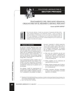 SOLUCIONES LABORALES PARA EL
SECTOR PRIVADO
INFORME ESPECIAL
20
SOLUCIONES LABORALES N° 43 / Julio 2011
En el presente inform