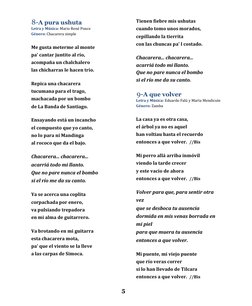 5 
8-A pura ushuta 
Letra y Música: Mario René Ponce 
Género: Chacarera simple 
Me gusta meterme al monte   
pa' cantar jun