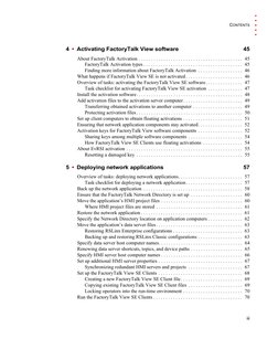 CONTENTS
iii
•  •  •  •  •
4 • Activating FactoryTalk View software
45
About FactoryTalk Activation . . . . . . . . . . . . .