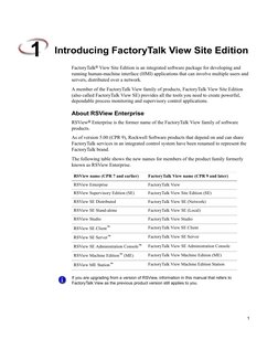 1
1
Introducing FactoryTalk View Site Edition
FactoryTalk® View Site Edition is an integrated software package for developing